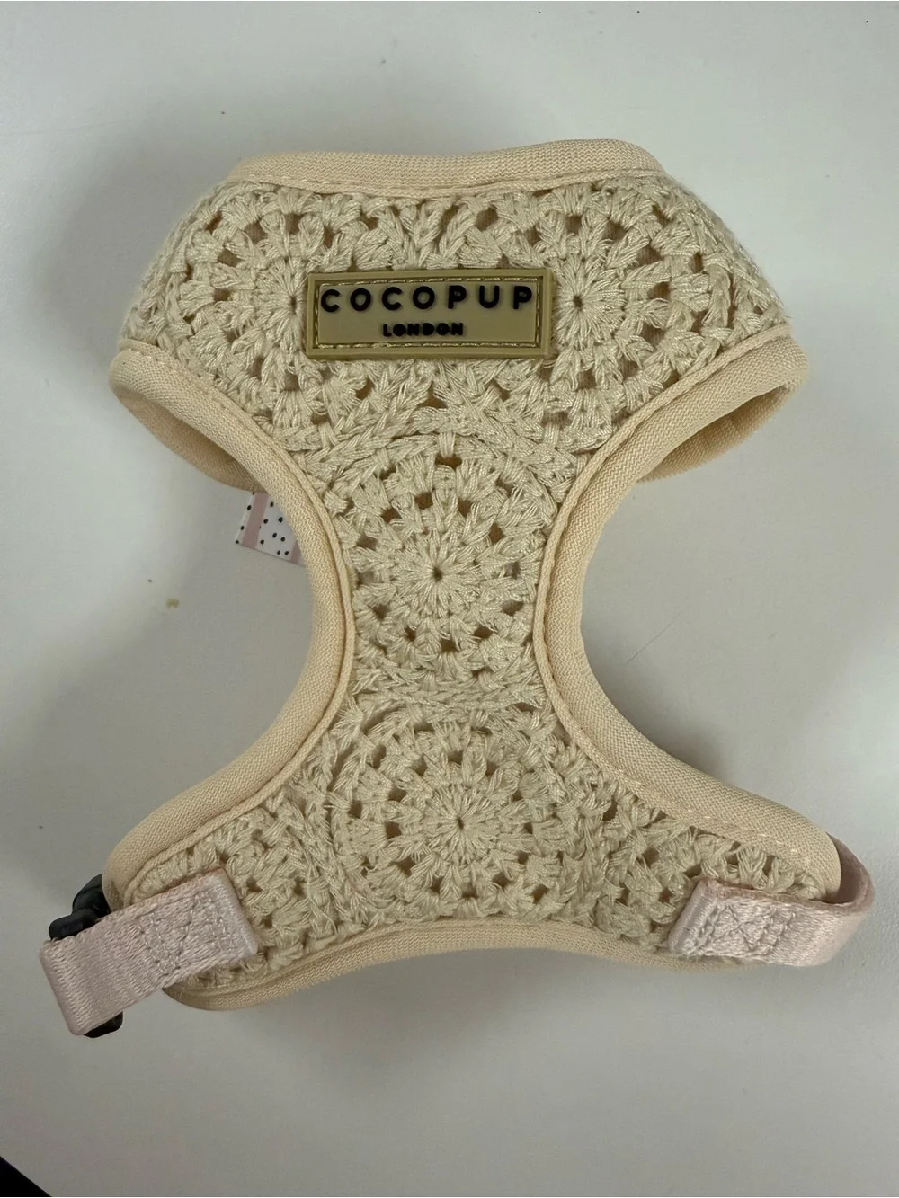 Cocopup London Cream Crochet Dog Harness (xxs) - Soft Padded Comfort